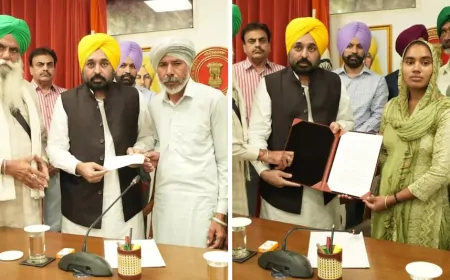 CM मान ने किसान आंदोलन में मारे गए शुभकरण के परिवार को दिया 1 करोड़ का चेक और सरकारी नौकरी