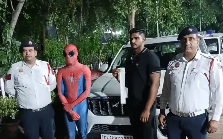 दिल्लीः कार के बोनट पर बैठकर घूमने वाले 'स्पाइडरमैन' का कटा 26 हजार रुपये का चालान