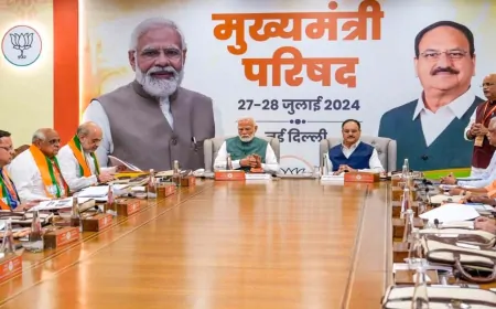 BJP शासित राज्यों के मुख्यमंत्री भाजपा मुख्यालय पहुंचे, PM नरेंद्र मोदी के साथ बैठक