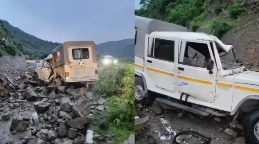 Chandigarh-Shimla Highway  पर लैंडस्लाइड, अखबार ले जा रही गाड़ी चपेट में आई,  एक की मौत