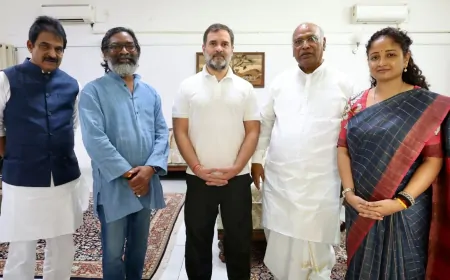 झारखंड के मुख्यमंत्री सोरेन ने की खरगे और राहुल से मुलाकात, विधानसभा चुनाव की तैयारियों पर की चर्चा