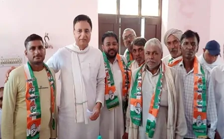 रणदीप सुरजेवाला ने कैथल में किए तूफानी दौरे, कई गांवों के परिवार कांग्रेस में हुए शामिल