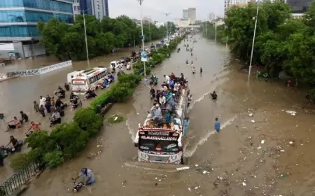 पाकिस्तान : सिंध प्रांत में बाढ़ के कारण अभी तक 230000 बच्चे प्रभावित, अब तक 76 लोगों की गई जान 