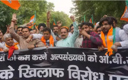 दिल्ली में BJP का विरोध प्रदर्शन, राहुल गांधी के खिलाफ किया विरोध प्रदर्शन