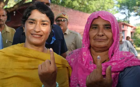 कांग्रेस की दिग्गज नेत्री कुमारी सैलजा और विनेश फोगाट ने किया मतदान