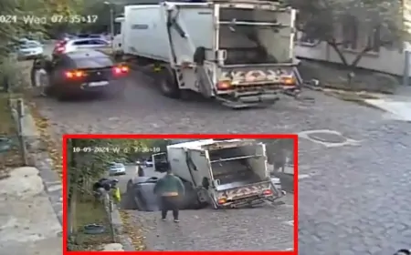 OMG! सिंक होल में डूब गई कार, इस तरह बची मां-बच्चे की जान