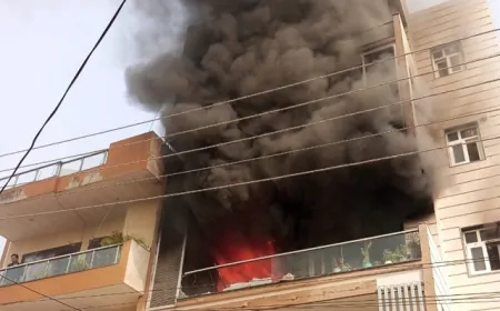 हरियाणा: गुरुग्राम में शॉर्ट सर्किट से लगी भीषण आग, चार युवकों की झुलसने से मौत