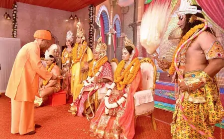 दीपोत्सव 2024 : 'पुष्पक विमान' से अयोध्या पहुंचे भगवान श्रीराम, CM योगी ने किया स्वागत 