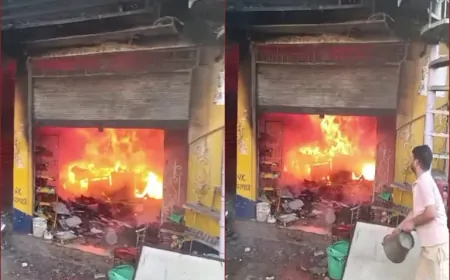 दाना मंडी में शॉर्ट सर्किट से लगी भीषण आग, लाखों का सामान जलकर खाक