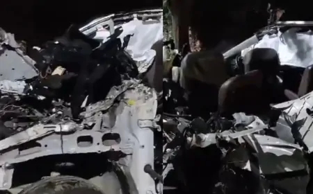 ट्रक-कार के बीच हुई जोरदार टक्कर, दर्दनाक हादसे में 6 लोगों की मौत 