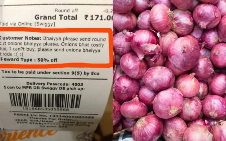 आसमान छूते प्याज की कीमत के बीच, swiggy को लिखा शख्स ने मजेदार नोट, बिल को देख लोगों ने पूछा ये सवाल