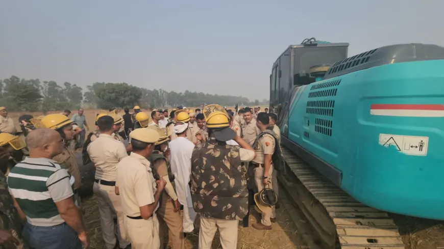 गोहाना में तेल पाइपलाइन बिछाने को लेकर किसानों का जोरदार विरोध प्रदर्शन