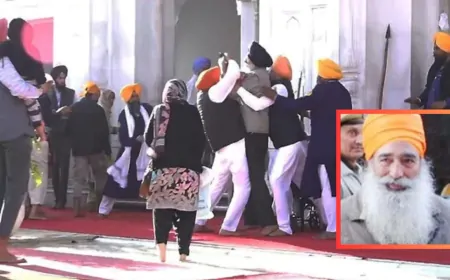 श्री दरबार साहिब के बाहर सुखबीर सिंह बादल पर हुआ हमला, हमलावर को पुलिस ने लिया हिरासत में 