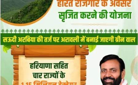 अरावली में सऊदी अरबिया तर्ज पर ग्रीन वॉल प्रोजेक्ट, 1.15 मिलियन हेक्टेयर क्षेत्र के वनों का होगा उद्धार