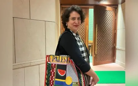 संसद में 'Palestine' लिखे बैग को लेकर पहुंचीं प्रियंका गांधी, फिर दिया सीधा मैसेज