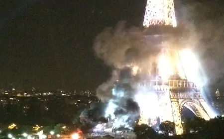 पेरिस के प्रसिद्ध एफिल टॉवर में लगी आग, 1200 से अधिक लोग सुरक्षित बाहर निकाले गए