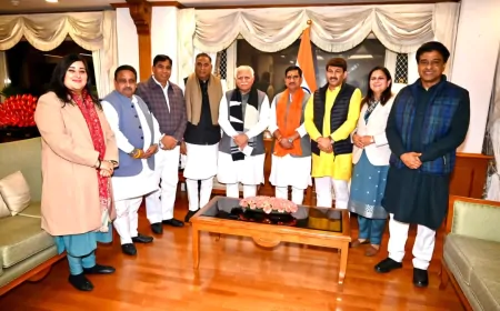 दिल्ली के विकास के लिए केंद्रीय मंत्री मनोहर लाल से मिले बीजेपी के सांसद