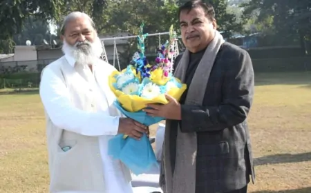 अनिल विज ने नितिन गडकरी से की मुलाकात, दिल्ली चुनाव में BJP की जीत का जताया विश्वास