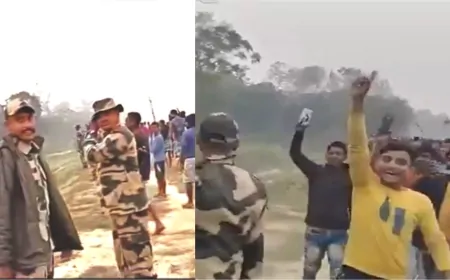 भारत-बांग्लादेश की सीमा पर लगे 'भारत माता की जय' और 'जय श्री राम' के नारे