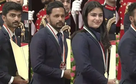 Khel Ratna Award:  मनु, गुकेश समेत 4 खिलाड़ियों को मिला खेल रत्न, 34 खिलाड़ियों को अर्जुन अवॉर्ड