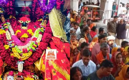 चैत्र नवरात्रि के पहले दिन के अवसर पर मां विंध्यवासिनी देवी मंदिर में उमड़ा आस्था का सैलाब 