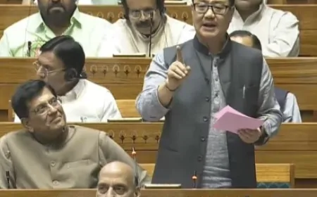 किरेन रिजिजू ने लोकसभा में पेश किया वक्फ संशोधन बिल, विपक्ष ने किया हंगामा 