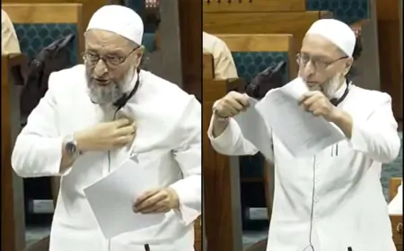 वक्फ संशोधन बिल की ओवैसी ने फाड़ी कॉपी, कहा- यह असंवैधानिक है