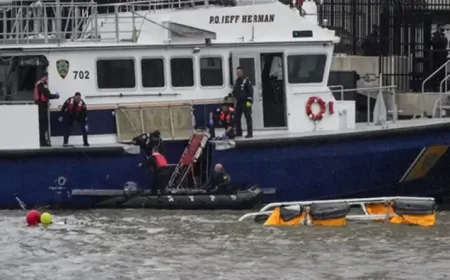 अमेरिका की  हडसन नदी में हेलीकॉप्टर क्रैश, 3 बच्चों सहित छह लोगों की मौत