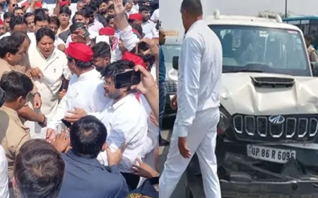 सपा सांसद रामजीलाल सुमन के काफिले पर हमला, हड़बड़ाहट में टकराईं गाड़ियां 