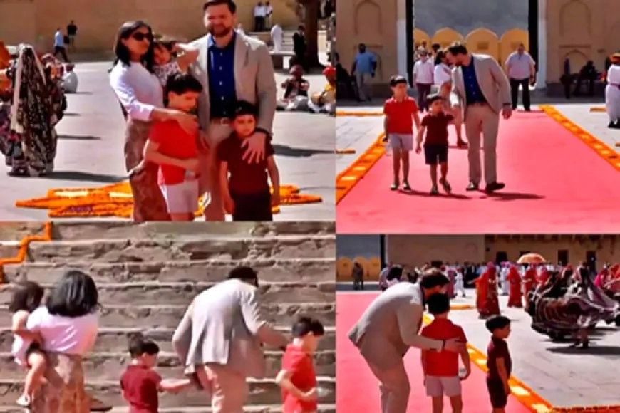 भारत यात्रा पर अमेरिकी उपराष्ट्रपति जेडी वेंस, उपराष्ट्रपति जेडी वेंस ने आमेर फोर्ट का किया दीदार