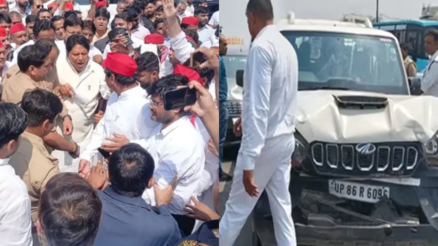 सपा सांसद रामजीलाल सुमन के काफिले पर हमला, हड़बड़ाहट में टकराईं गाड़ियां