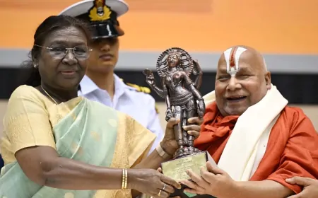 जगद्गुरु स्वामी श्री रामभद्राचार्य जी महाराज को 'ज्ञानपीठ पुरस्कार' से किया गया सम्मानित 