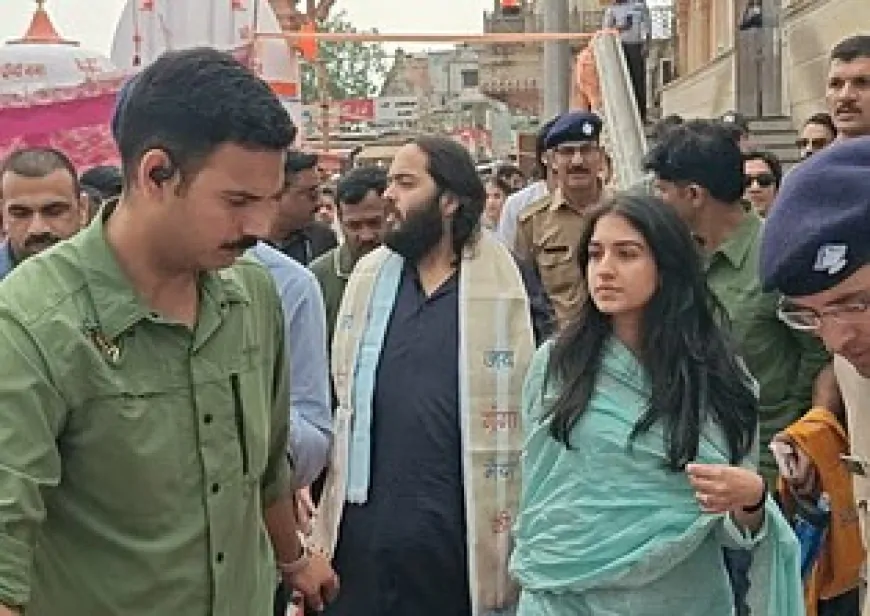 पत्नी राधिका संग हरिद्वार पहुंचे अनंत अंबानी, हर की पौड़ी पर किया गंगा पूजन