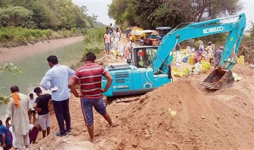भाखड़ा नहर में दरार, इलाके में दहशत, मौके पर पहुंचे प्रशासन के अधिकारी