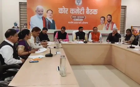 गुरुग्राम में हरियाणा BJP की अहम बैठक,  प्रदेश अध्यक्ष मोहन लाल बड़ौली बैठक में मौजूद