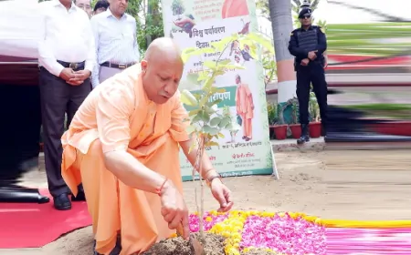 CM योगी ने किया पौधारोपण, लोगों से की पर्यावरण बचाने की अपील