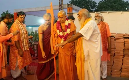 श्री कल्कि धाम में शिला स्थापना समारोह में शामिल हुए स्वामी शंकराचार्य सदानंद सरस्वती जी 