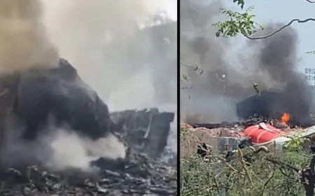 अहमदाबाद में एयर इंडिया का विमान दुर्घटनाग्रस्त, डॉक्टर्स के हॉस्टल के ऊपर गिरा विमान 