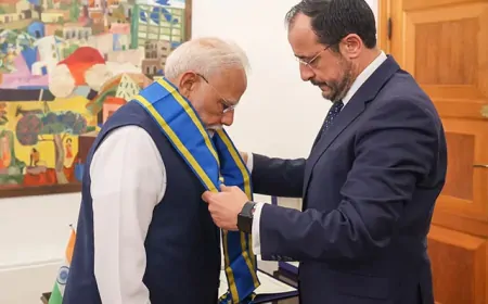 PM मोदी को मिला साइप्रस का सर्वोच्च सम्मान, बोले- ये 140 करोड़ भारतियों का है सम्मान