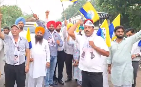 लुधियाना में AAP कार्यकर्ताओं का प्रदर्शन, केंद्र सरकार के खिलाफ जमकर की नारेबाजी