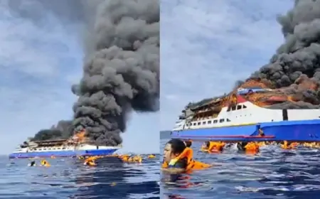 इंडोनेशिया में समुद्र के बीच धूं-धूं कर जलता रहा यात्री जहाज, 3 लोगों की मौत, कई लोग लापता 