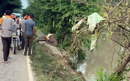 नहर में गिरी यात्रियों से भरी गाड़ी, हादसे में 6 लोगों की मौत