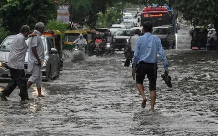 दिल्ली में तेज बारिश, लोगों को गर्मी से मिली राहत, बारिश के बाद दिल्ली की सड़कें बनी तालाब