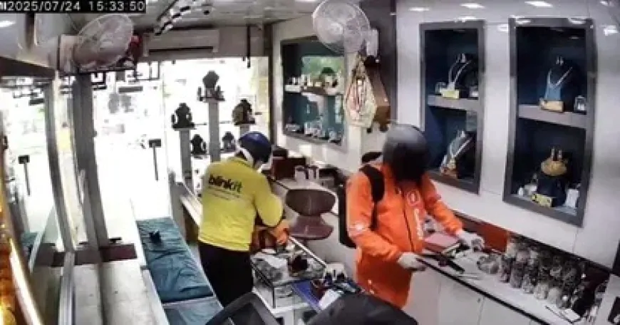 स्विगी-Blinkit की ड्रेस में आए और लूट ली ज्वेलर्स की दुकान