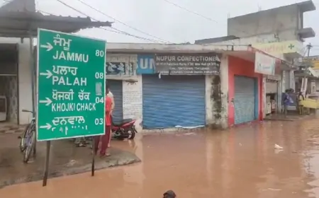 बमियाल में उज्ज दरिया का बढ़ा जलस्तर, प्रशासन ने सभी स्कूलों को बंद रखने का दिया आदेश 