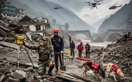 धराली आपदा के बाद रेस्क्यू ऑपरेशन, सेना, NDRF और SDRF की टीमें तैनात