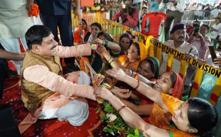CM डॉ. मोहन यादव को महिलाओं ने बांधी राखी