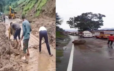 लैंडस्लाइड के बाद जम्मू-राजौरी हाईवे बंद, हाईवे के दोनों तरफ कई गाड़ियां फंसी