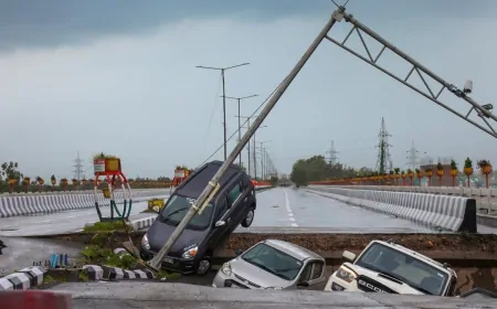 भारी बारिश से तवी नदी पर बना पुल ढहा, DC ने मौके पर पहुंचकर स्थिति का लिया जायजा