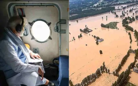 PM मोदी पहुंचे पंजाब, बाढ़ प्रभावित इलाकों के किया हवाई सर्वेक्षण 
